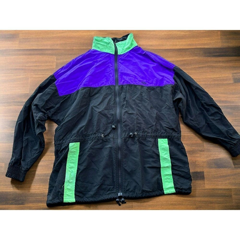 Vintage Dolfin Jacket Windbreaker Neon Green Yellow 90’s 80’s Sz 2XL